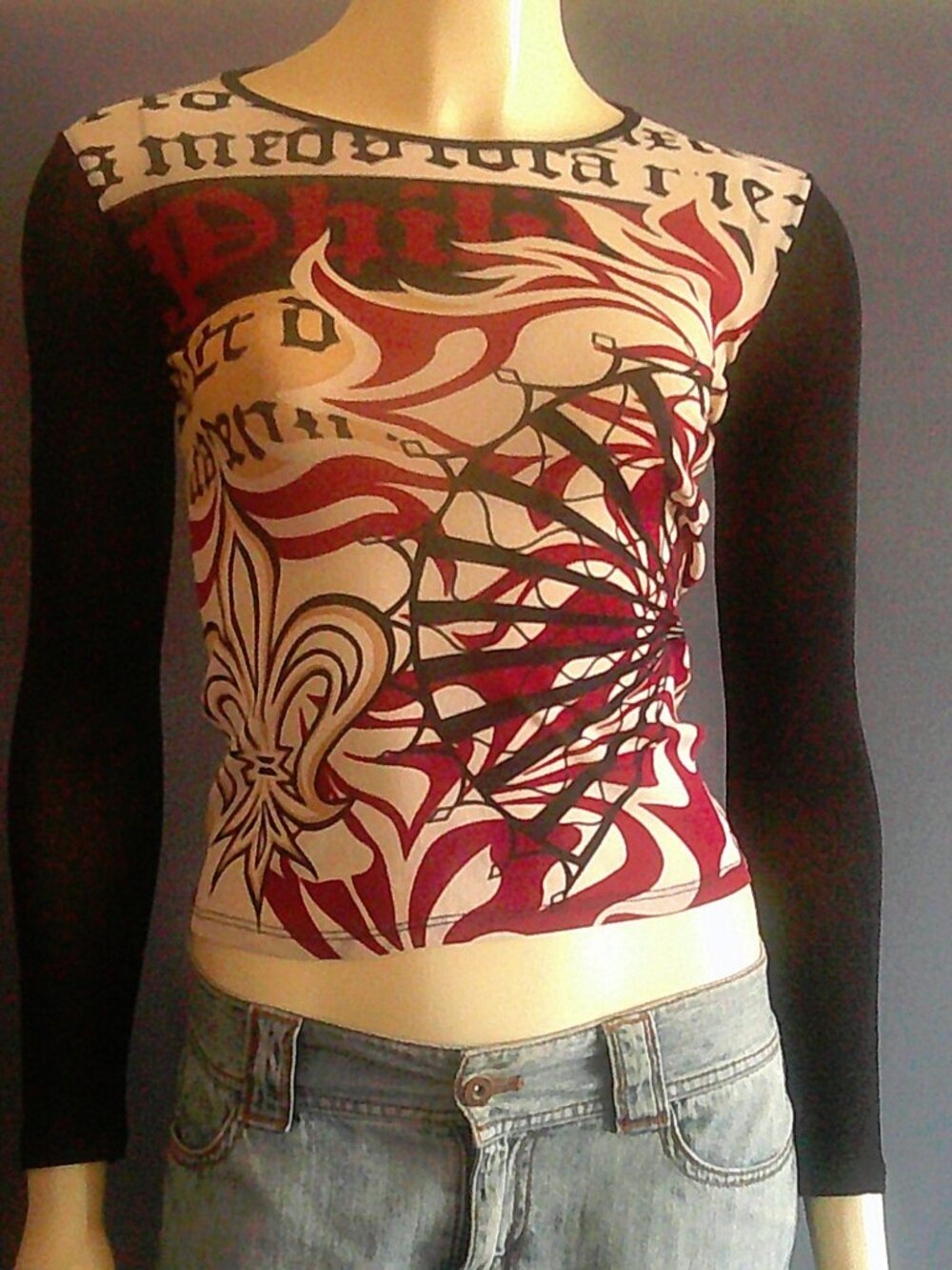 Noun Paris Fleur De Lis Medieval Theme Mesh Vintage Crop Top Sm